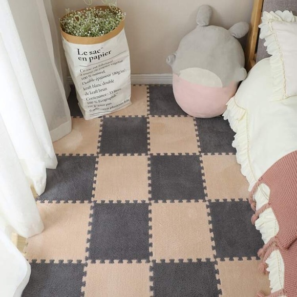 12 Pc Foam Carpet Cream and Gray - Picture 4 of 5